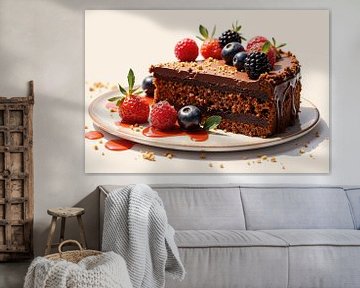 Heerlijke chocoladetaart met verse bessen erop van Markus Gann