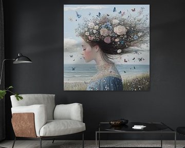 Bloemenkrans | Bloemen Vrouw van Blikvanger Schilderijen
