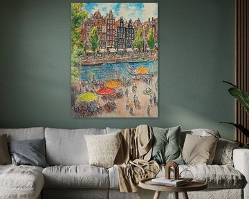 Beeld van Amsterdam van Abstract Schilderij