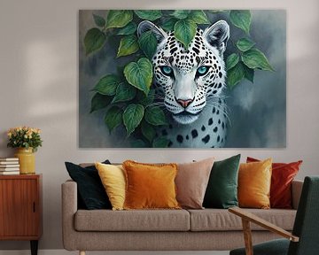 Schilderij van witte luipaard - Wilde dieren #115 van Liona Toussaint
