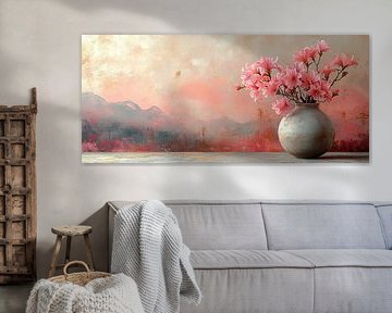Modern Floral Still Life | Dawn's Quiet Bloom Dance by Art Whims