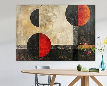 Abstract Rood | Shadows Meld in Red Sphere van Modern Collection