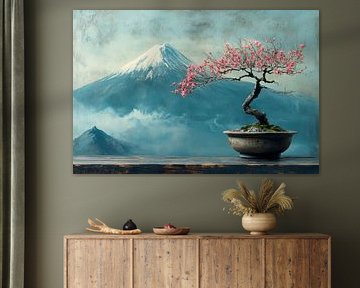 Fuji berg met bonsai boompje op voorgrond van Egon Zitter
