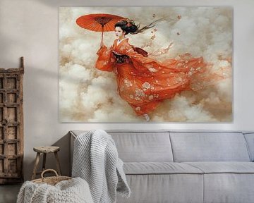 geisha with parasol painting by Egon Zitter