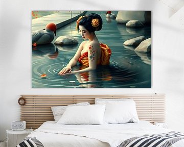 Japanische badende Frau