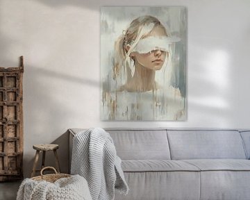Frau mit verdeckten Augen | Frau und Blindentuch von Kunst Laune