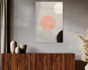 Minimalistische kunst met zwarte rozen en witte tinten op een neutrale ondergrond