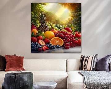 Frisches Obst von Schwarzer Kaffee