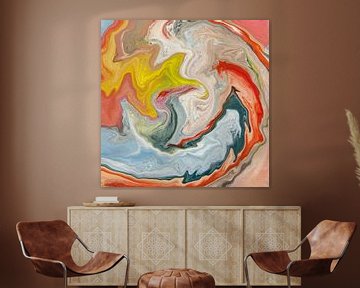 Summer melody colourful abstract art Pantone orange blue and yellow by Susanna Schorr