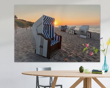 Beach chairs on Zingst beach at sunset by Markus Lange