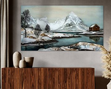 Lofoten Fjord in de winter van Nick Wendt