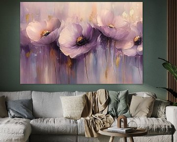 Abstracte Bloemen | Lavender Gold Rush van Abstract Schilderij