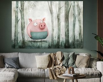Cochon perdu dans la forêt - Whimsical Wanderer