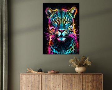 Luipaard Neon Aquarel van MIROKKU