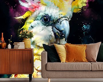 Weißer Kuckuck Neon Aquarell