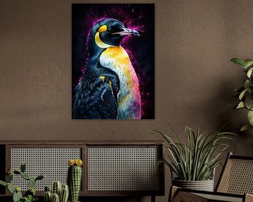 Keizerspinguïn Neon Aquarel van MIROKKU