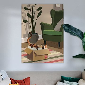 Cat in a Cardboard Box by Eduard Broekhuijsen