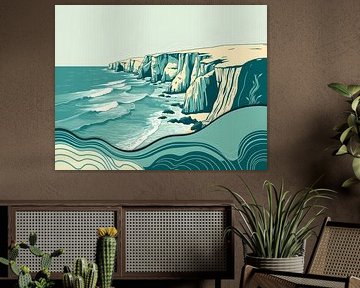 Serene Coastline: Minimalist Ocean View by Artistic