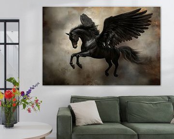Zwarte Pegasus van Richards Fine Art