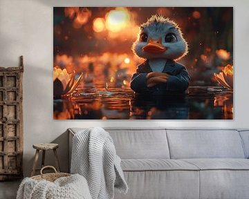Die Dapper Duck in einem Lotusparadies