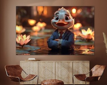 Die Dapper Duck in einem Lotusparadies