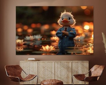 Die Dapper Duck in einem Lotusparadies