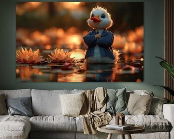 Die Dapper Duck in einem Lotusparadies