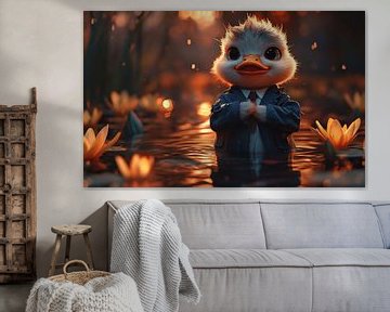 Die Dapper Duck in einem Lotusparadies