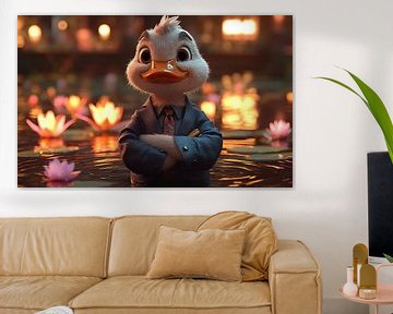 Die Dapper Duck in einem Lotusparadies