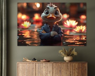Die Dapper Duck in einem Lotusparadies