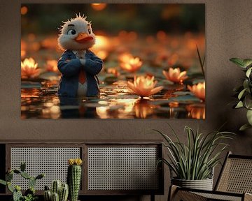 Die Dapper Duck in einem Lotusparadies