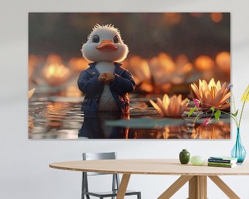 Die Dapper Duck in einem Lotusparadies