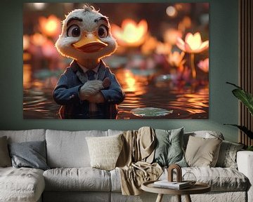 Die Dapper Duck in einem Lotusparadies