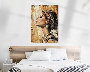 Vrouwenportret | Beauty in Silence van Abstract Schilderij