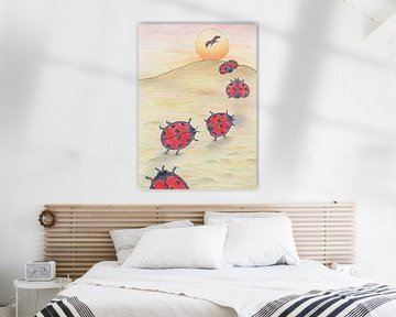 Lieveheersbeestjes vliegend naar de zon van Dutch Valentines