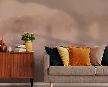 Abstract minimalistisch landschap in paars, bruin, zand. van Dina Dankers