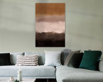 Abstracte Horizon in oker, wit, bruin. van Dina Dankers