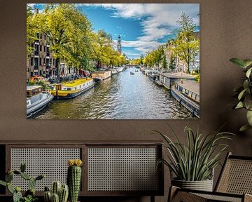 Woonboten aan de Prinsengracht, Amsterdam van Rietje Bulthuis