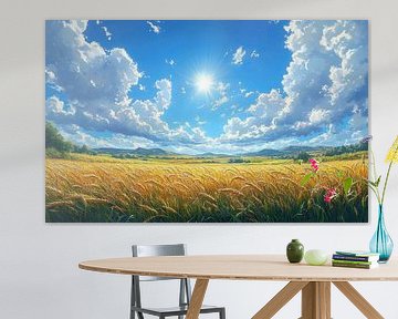 Golden Fields Under a Radiant Sky