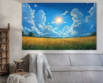 Golden Fields Under a Radiant Sky