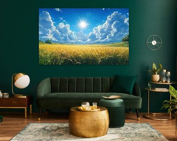 Goldene Felder unter einem strahlenden Himmel