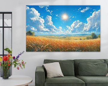 Goldene Felder unter einem strahlenden Himmel