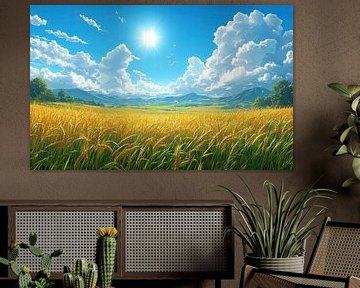 Goldene Felder unter einem strahlenden Himmel