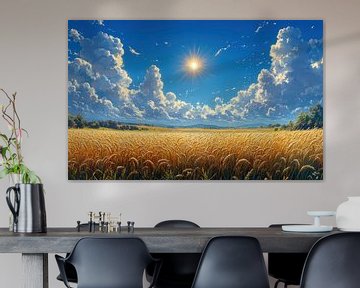 Goldene Felder unter einem strahlenden Himmel