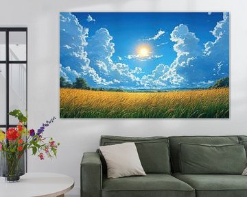 Goldene Felder unter einem strahlenden Himmel