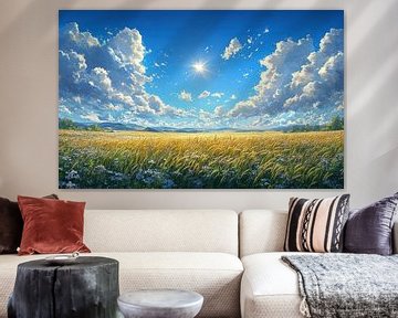 Goldene Felder unter einem strahlenden Himmel von Hikmah Hidahasbi