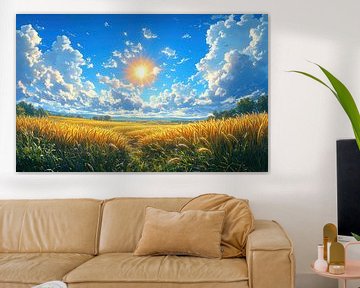 Goldene Felder unter einem strahlenden Himmel von Hikmah Hidahasbi