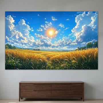 Golden Fields Under a Radiant Sky