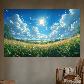 Golden Fields Under a Radiant Sky