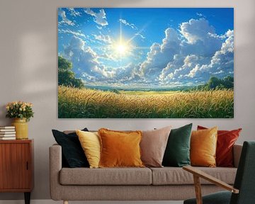 Goldene Felder unter einem strahlenden Himmel von Hikmah Hidahasbi